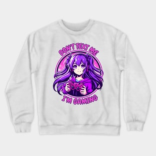 Purple anime girl gamer Crewneck Sweatshirt